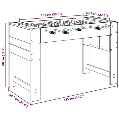  Fuzbal Stol Staro drvo 125 x 60 5 x 80 cm Konstruirano drvo Slike