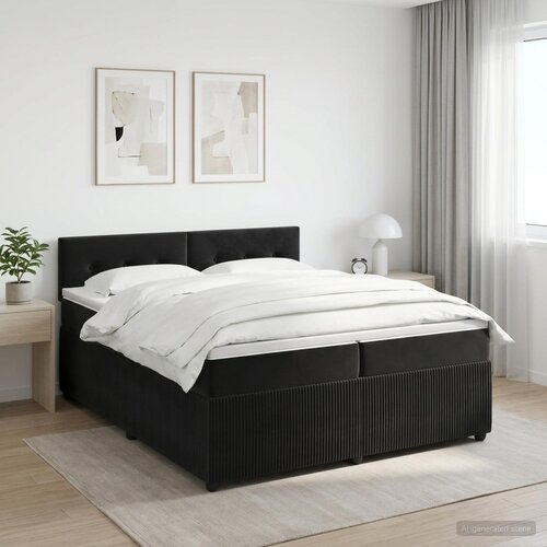  Boxspring krevet s madracem Crna 200 x 200 cm Baršun Cene