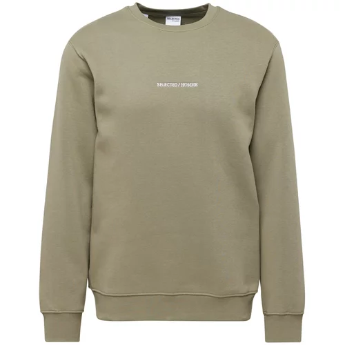 Selected Homme Sweater majica 'SLHHANKIE' zelena / prljavo bijela