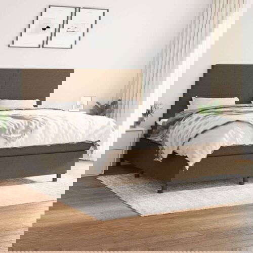  Krevet s oprugama i madracem tamnosmeđi 180x200 cm tkanina Slike