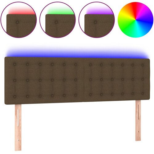  LED uzglavlje tamnosmeđe 144x5x78/88 cm od tkanine Slike