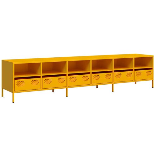 Maison Chic TV omarica - TV stojalo - Televizijska omarica gorčično rumena 202x39x43,5 cm hladno valjano jeklo, (21700332) Slike