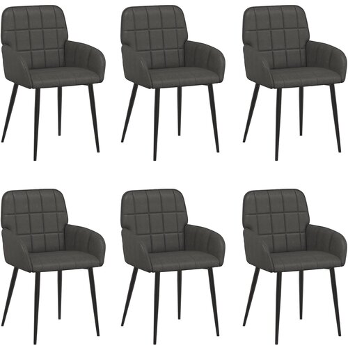 vidaXL Jedilni stoli 6 pcs Umetno usnje Črna 57 x 50 x 85 cm, (5000296866) Cene