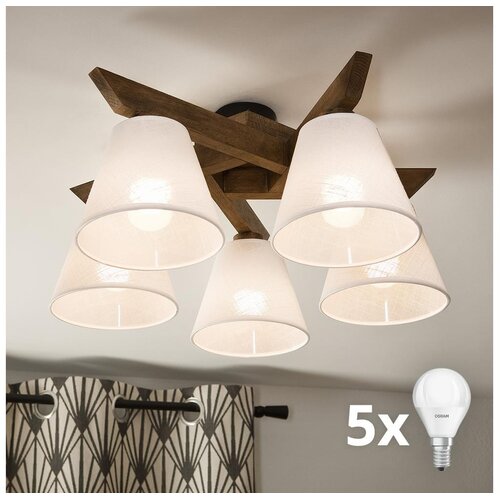  Brilagi - LED Prislonjen luster ANTHONY 5xE14/40W/230V hrast orah/bela Cene