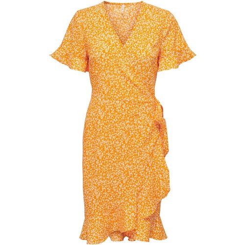 Only Kratke obleke VESTIDO ESTAMPADO NARANJA MUJER 15288846 Oranžna Slike