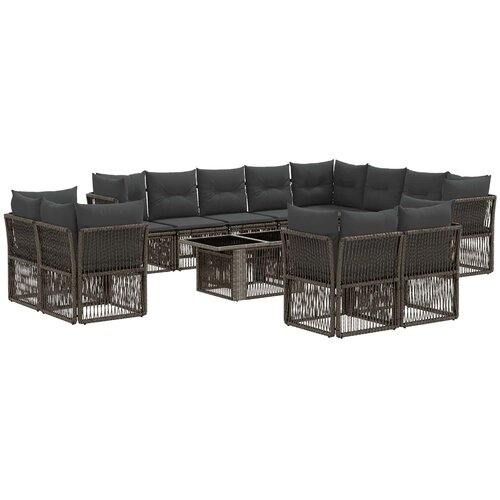 vidaXL Vrtna sedežna garnitura 13 pcs Siva poli ratan, (5000269982) Cene
