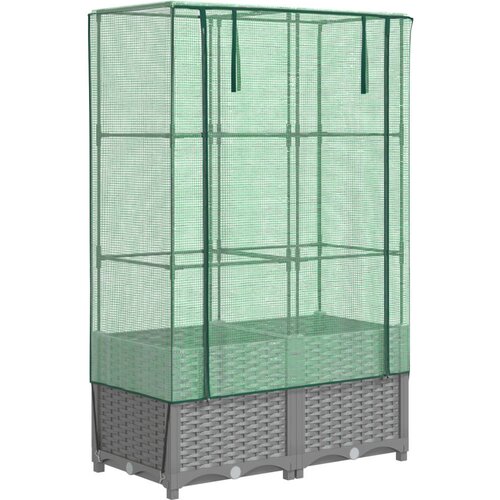 Maison Chic Cvetlični Lonec - Visoka greda s prevleko za rastlinjak videz ratana 80x40x138 cm, (21790621) Cene