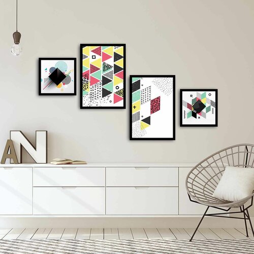Wallity 4PSCT-02 multicolor decorative framed mdf painting (4 pieces) Slike
