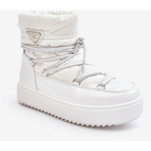 Kesi Women's lace-up platform snow boots, white Fleure
