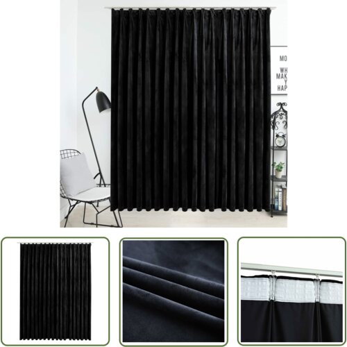  The Living Store Zatemnitvena zavesa z obe&amp;scaron;ali žametna črna 290x245 cm - Zavesa, (21744141) Slike