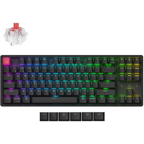 KEYCHRON K8 QMK Brezžična mehanska tipkovnica (Version 2), RGB LED, Aluminijast Okvir, Hot-Swap, Super Switch Red / K8X-J1, (5000129555) Slike