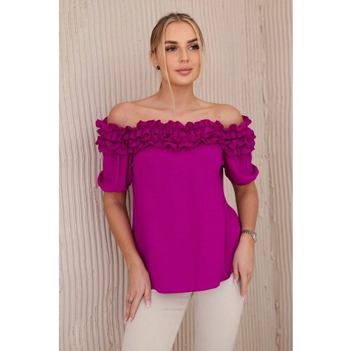 Kesi Spanish blouse with a small ruffle of dark purple color Slike
