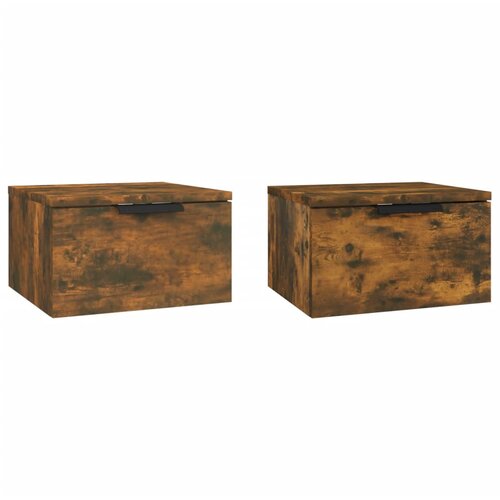 Maison Chic Stenski Dvo delni komplet Nočne omarice - Nočne mize dimljeni hrast 34x30x20 cm, (21687829) Slike