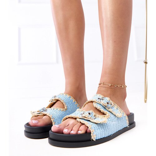  Blue woven sandals with buckles Sameli Slike