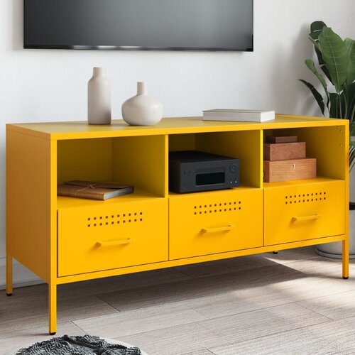 VidaXL TV ormarić boja senfa 100,5 x 39 x 50,5 cm čelični Slike