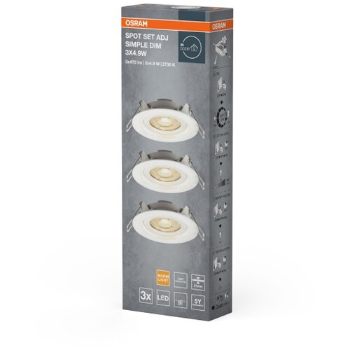 Osram KOMPLET 3x LED ugradna svetla SPOT LED/4,9W/230V 2700K, bela Slike