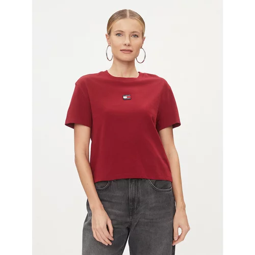 Tommy Jeans Majica Badge DW0DW15640 Rdeča Classic Fit