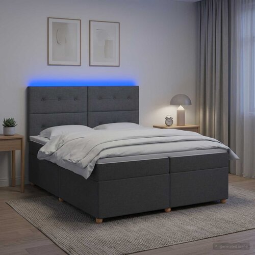  Boxspring krevet s madracem Tamnosiva 200 x 200 cm Tkanina Cijene