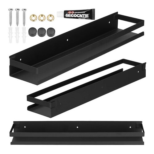 springos Viseča kopalni&scaron;ka polica za tu&scaron; kabino 50x10 cm inox loft črna., (21635455) Cene