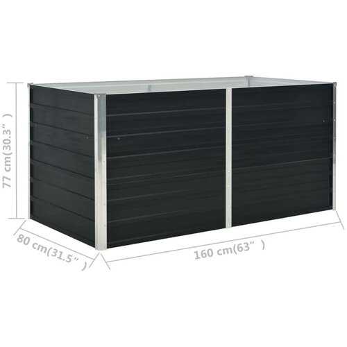 vidaXL Povišena vrtna gredica antracit 160x80x77 cm pocinčani čelik Cijene