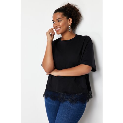 Trendyol Curve Black Lace Knitted T-shirt Slike