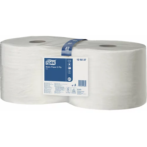 TORK Papirnate krpe, standardne, material tissue, 2-slojni papir, bele barve, DE 2 roli, 1500 listov/rolo