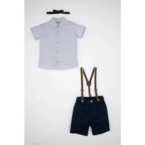 Defacto Baby Boy Striped Shirt Shorts Bow Tie 2 Piece Set