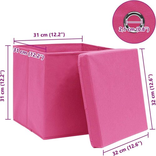  Kutije za pohranu s poklopcima 10 kom roze 32x32x32 cm tkanina Slike