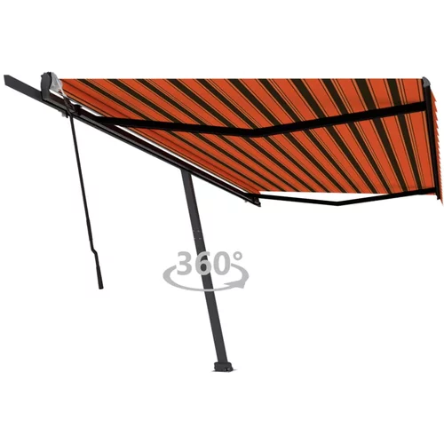 vidaXL Prostostoječa ročno zložljiva tenda 500x350 cm oranžna/rjava