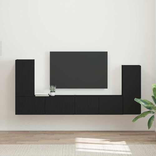  Set TV komoda 4 pcs Crna Konstruirano drvo Cijene