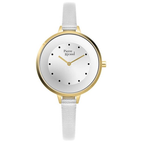 Pierre Ricaud ženski quartz beli zlatni modni ručni sat sa belim kožnim kaišem Cene