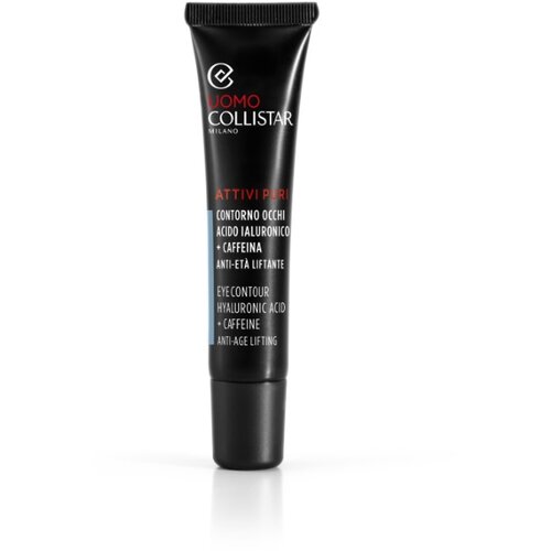 Collistar Linea Uomo Attivi Puri Eye Contour Hyaluronic Acid + Caffeine Eye Contour posvetlitvena krema za predel okoli oči z Anti-age učinkom 15 ml Cene