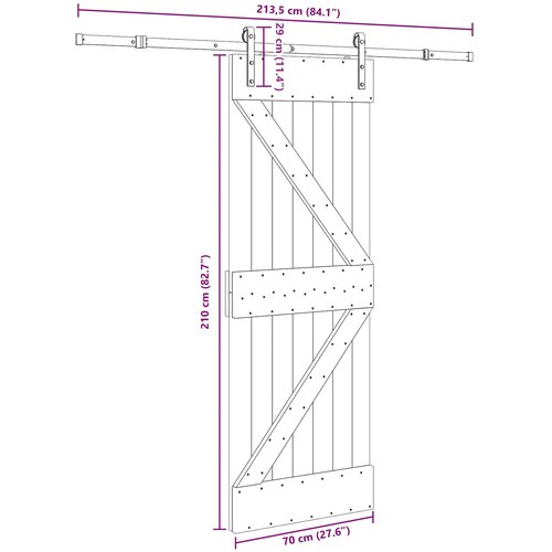  Klizna vrata NARVIK Prirodna i crna 70 x 210 cm (213,5 cm) Slike