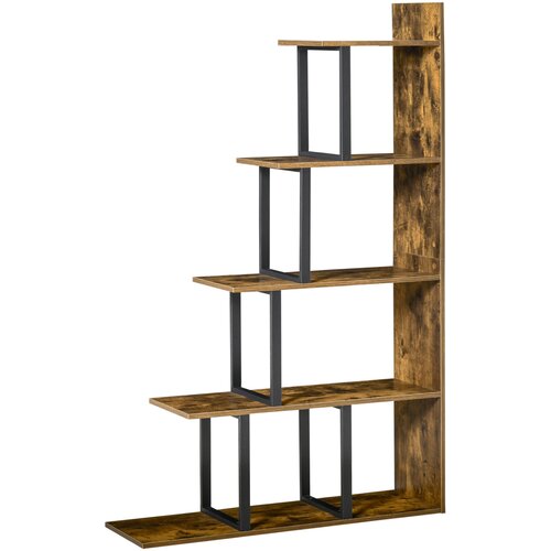HOMCOM Knjižnica v industrijskem slogu, starinski regal s petimi policami iz iverne plo&amp;scaron;če, 102x30x160cm, (20744999) Slike
