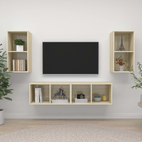 VidaXL Stenske TV omarice 4 kosi sonoma hrast iverna plo&amp;scaron;ča Slike