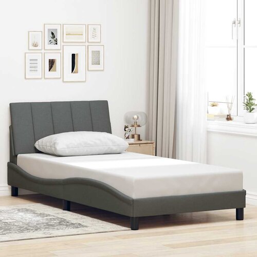 VidaXL Posteljni okvir brez vzmetnice temno siv 100x200 cm blago Slike