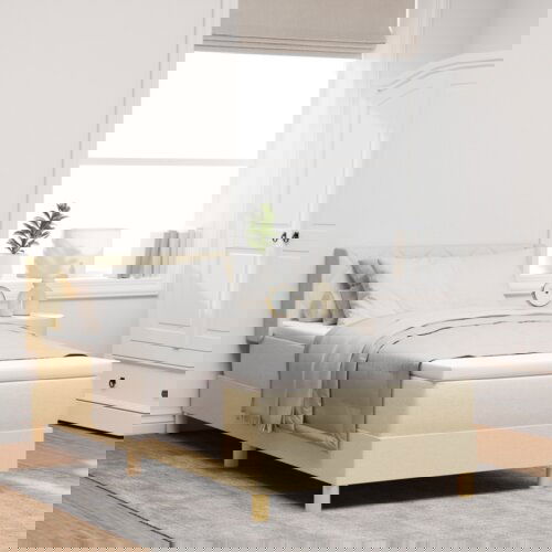  Krevet s podnicom s madracem Krem 90x200 cm Tkanina Slike