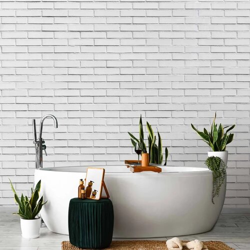  Foto tapeta - Snow Brick - Pattern Imitating a Brick Wall in White 300x210 Vodootporna Slike