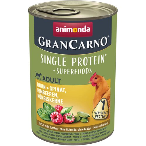 Animonda GranCarno Superfood konzerva za pse - Piletina, spanać, malina i semenke bundeve 400g Cene