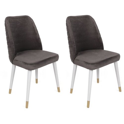 Hanah home Hugo-401 V2 AnthraciteWhiteGold Chair Set (2 Pieces) Cene