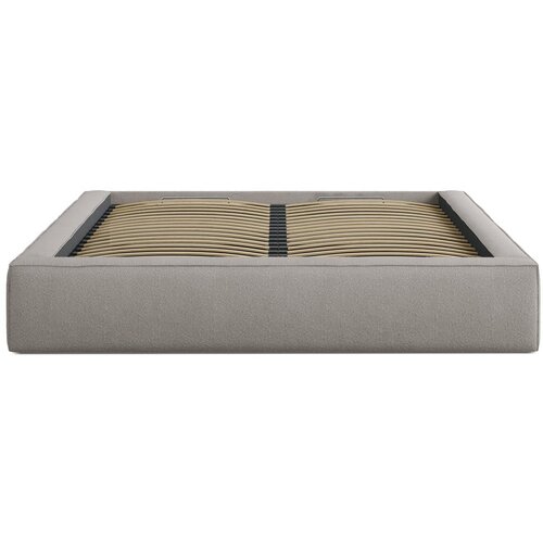 Micadoni Svijetlo sivi tapecirani bračni krevet s prostorom za odlaganje s podnicom 200x200 cm Simon – Cene