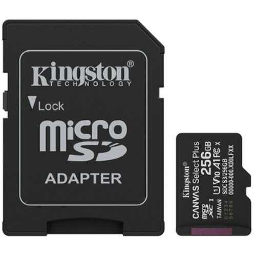 Micro SD card Kingston 256 GB SDCS3/256GB Class10 Canvas Select Plus SD adapter;100MBs Read,Class 10 UHS-I Cijene