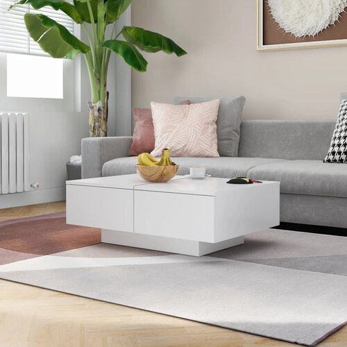The Living Store Klubska mizica bela 90x60x31 cm iverna plošča - Klubska Mizica, (21573447) Cene