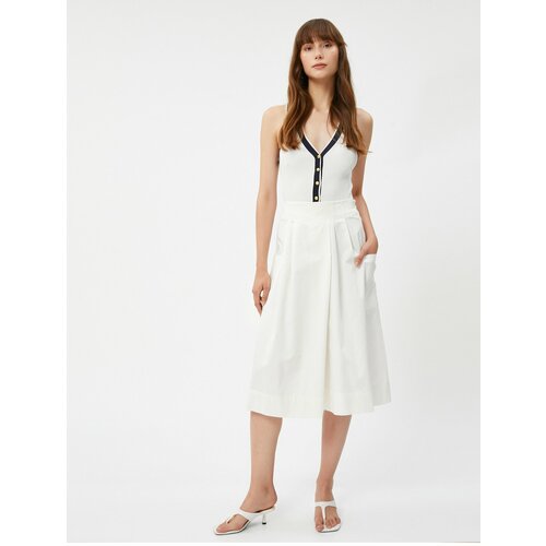 Koton Bermuda Short Skirt Wide Leg, Regular Waist Pocket Detailed Cotton. Slike