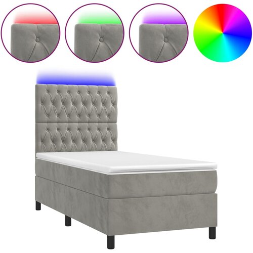 Maison Chic Box spring postelja - Vzmetna postelja z vzmetnico LED svetlo siva 100x200cm žamet SL15995, (21895776) Slike