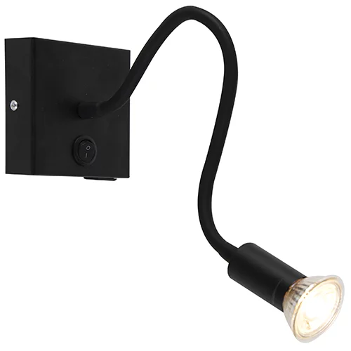 QAZQA Sodobna prilagodljiva stenska svetilka USB črna - Zeno