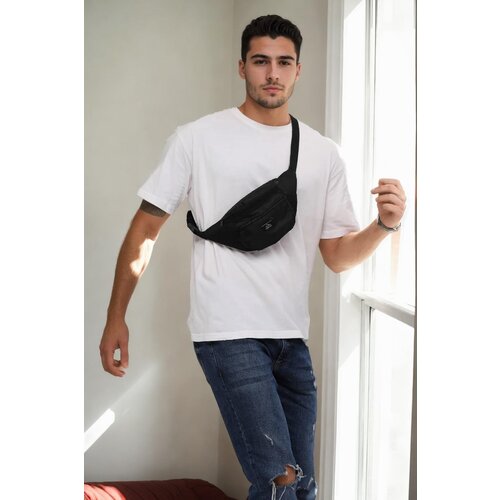Dewberry 72422 Unisex 2 Compartment Shoulder and Waist Bag-BLACK Cene