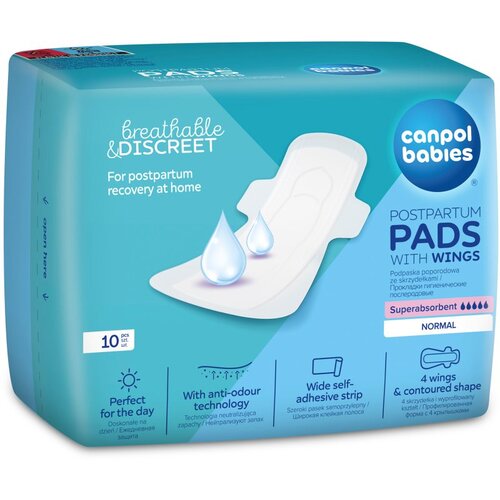 Canpol Breathable &amp;amp; Discreet Day Postpartum Pads With Wings poporodni vložki 10 kos za ženske Slike