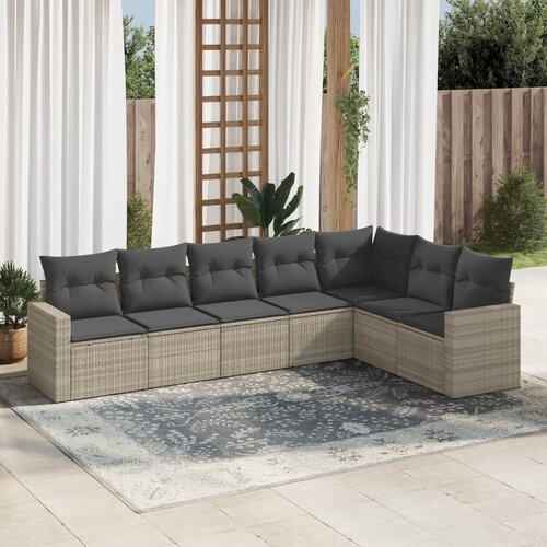 VidaXL 7-dijelni set vrtnih sofa svjetlosivi od poliratana Slike