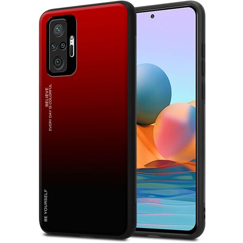 Cadorabo Ohi&scaron;je je združljivo z Xiaomi RedMi NOTE 10 PRO in rdeča - črna - Dvobarvni za&scaron;čitni pokrov iz silikona TPU in hrbtna stran iz kaljenega stekla, (20860513) Cene